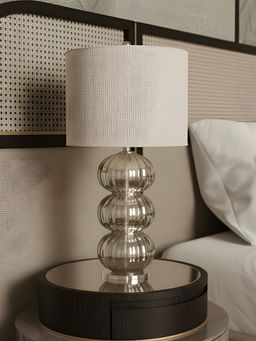 Aarvi Decor - Silver Glass Decorative Orion Silver Glow Lamp