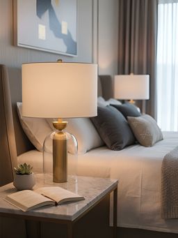 Aarvi Decor - White Glass & Metal Decorative Aura Dome Lamp