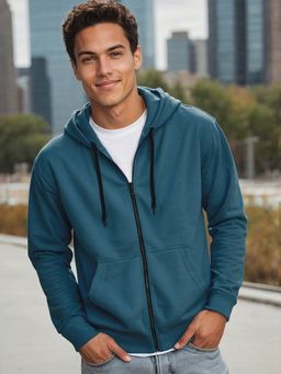 Bewakoof - Men's Blue Zipper Hoodies