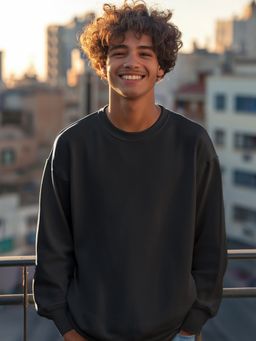 Bewakoof - Men's Black Oversized Sweatshirt