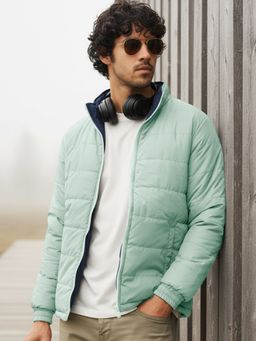 Bewakoof - Men's Blue and Sage Reversible Puffer Jacket