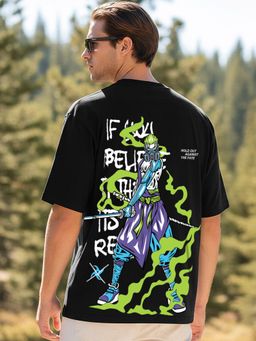 Bewakoof - Men's Black Andre Graphic Printed Oversized T-shirt