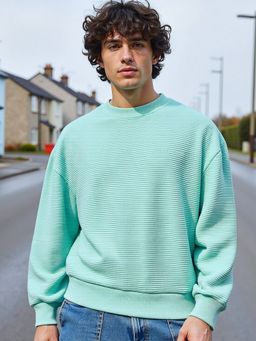 Bewakoof - Men's Cyan Oversized Sweatshirt
