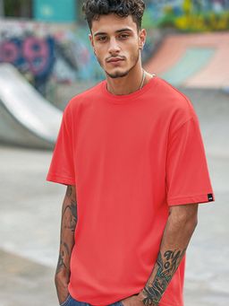 Bewakoof - Men's Pink Oversized T-shirt