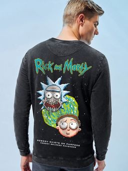 Bewakoof - Men's Black Rick and Morty Graphic Printed Sweatshirt