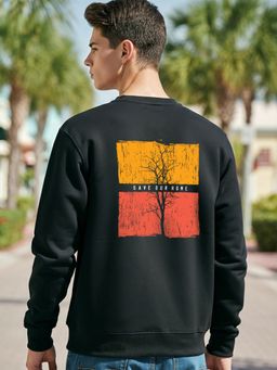 Bewakoof - Men's Black Save Our Home Graphic Printed Zipper Sweatshirt