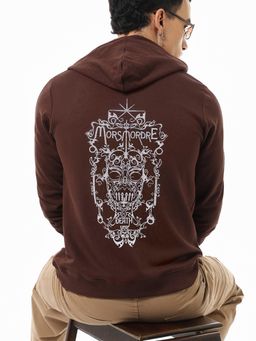 Bewakoof - Official Harry Potter Men's Brown Death Eater Graphic Printed Hoodies