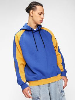Bewakoof - Men's Blue & Yellow Color Block Hoodies