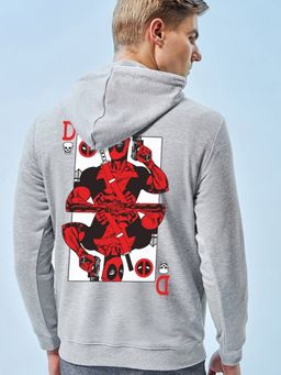 Bewakoof - Official Marvel Men's Grey King Deadpool Graphic Printed Hoodies