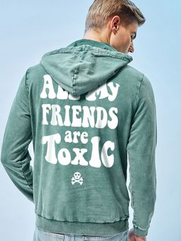 Bewakoof - Men's Green Toxic Graphic Printed Hoodies