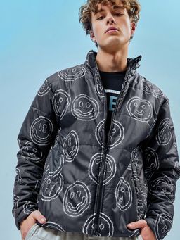Bewakoof - Men's Black All Over Printed Oversized Puffer Jacket