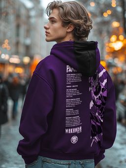 Bewakoof - Official Marvel Men's Purple Graphic Printed Oversized Hoodies