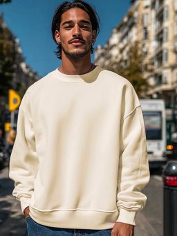 Bewakoof - Men's Beige Oversized Sweatshirt