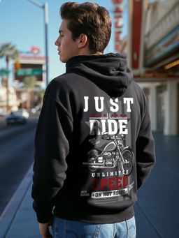 Bewakoof - Men's Black Graphic Printed Oversized Hoodies