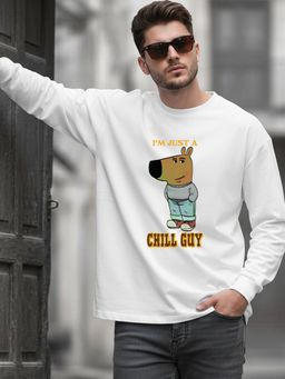 Bewakoof - Men's White Chill Guy Graphic Printed Oversized T-shirt