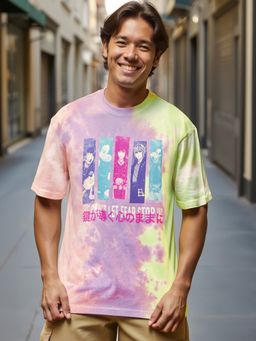 Bewakoof - Official Disney Men's Multicolor Kingdom Warrior Tie & Dye Oversized T-shirt