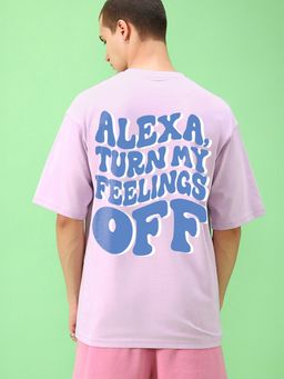 Bewakoof - Men's Purple Alexa Typography Oversized T-shirt