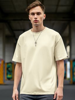 Bewakoof - Men's Off White Oversized T-shirt