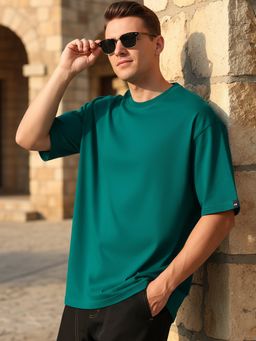 Bewakoof - Men's Dark Sea Green Oversized T-shirt