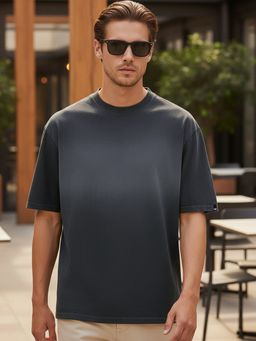 Bewakoof - Men's Black Oversized Ombre Acid Wash T-shirt