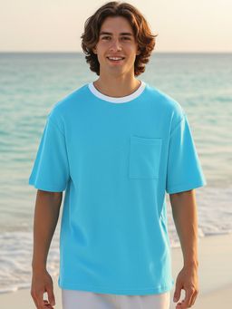 Bewakoof - Men's Blue Oversized T-shirt