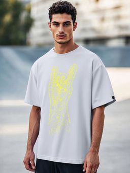 Bewakoof - Men's Lavender Dope Graphic Printed Oversized T-shirt