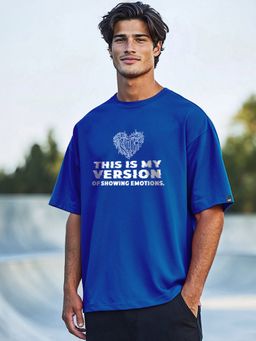 Bewakoof - Men's Blue This Is My Version Graphic Printed Oversized T-shirt