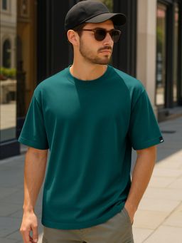 Bewakoof - Men's Dark Sea Green Oversized T-shirt