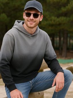 Bewakoof - Men's Black & Grey Ombre Oversized Hoodies