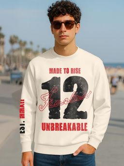 Bewakoof - Mens Beige Fearless Typography Oversized Sweatshirt