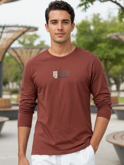 Bewakoof - Men Brick Brown Be Original Typographic Printed Regular Fit T-Shirt