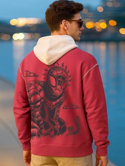 Bewakoof - Men Red Terry Graphic Hoodie
