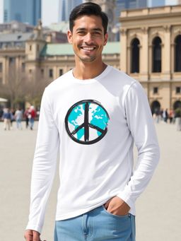 Bewakoof - Men's White World Peace Graphic Printed T-shirt