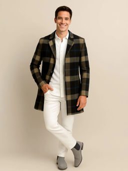 HOUSE OF S - Wool Blend Checkered Coat