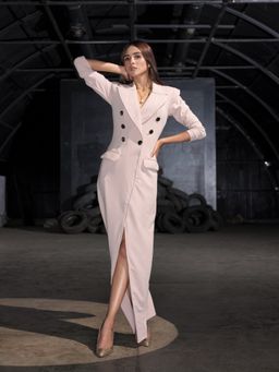 Label Suravika S - Beige Hi Blazer Maxi Dress