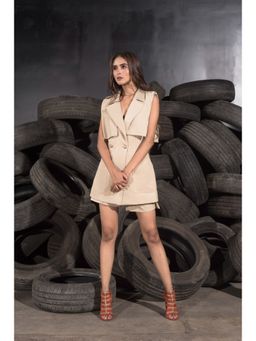 Label Suravika S - Beige Safari Shorts with Blazer (Set of 2)