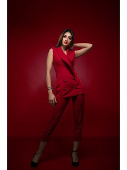 Label Suravika S - Red Rouge Co-Ord (Set of 2)