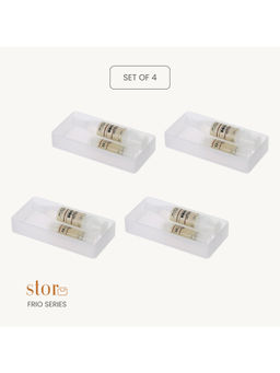 STOR - Stackable White Polypropylene Organisers (Pack of 4)