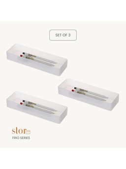 STOR - Stackable White Polypropylene Organisers (Pack of 3)
