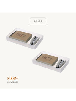 STOR - Stackable White Polypropylene Organisers (Pack of 2)