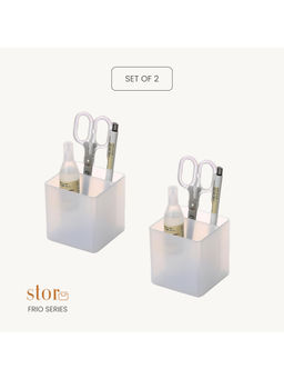 STOR - Stackable White Polypropylene Organisers (Pack of 2)