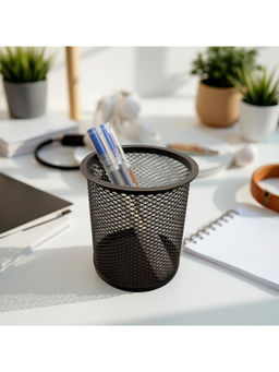 STOR - Ash Black Round Mesh Desk Organiser
