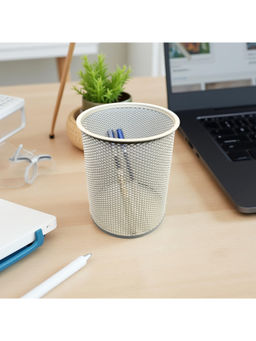 STOR - Ecru White Round Mesh Desk Organiser