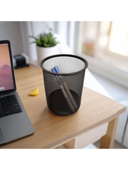 STOR - Ash Black Round Mesh Desk Organiser