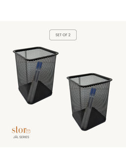 STOR - Ash Black Square Mesh Desk Organisers (Pack of 2)