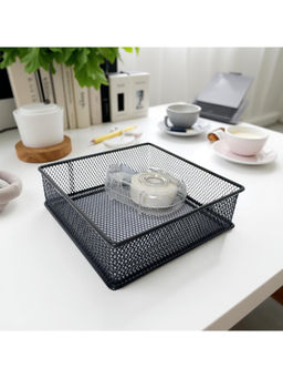 STOR - Ash Black Square Mesh Paper Tray Durable Metal Desk Organiser