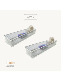 STOR - Ecru White Stackable Mesh Organisers (Pack of 2)
