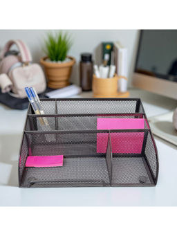 STOR - Ash Black Metal Mesh Desk Organiser