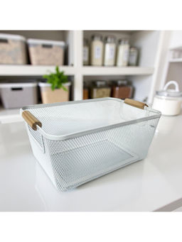 STOR - Ecru White Mesh Space Saver Storage Basket