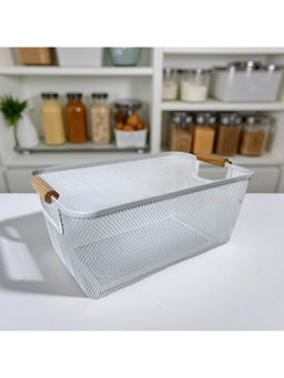 STOR - Ecru White Mesh Space Saver Storage Basket